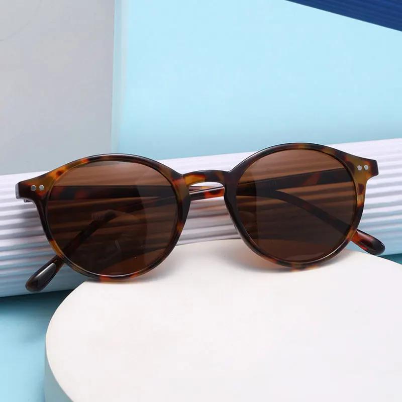 Lunettes de soleil polarisées rondes rétro pour hommes et femmes, monture léopard classique, mode no