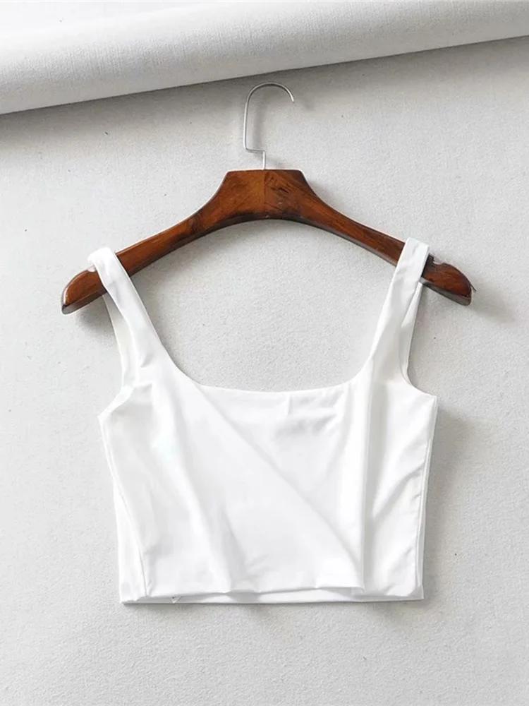 Offre spéciale été femmes Sexy hauts sans manche mode court col carré débardeurs 4 couleurs