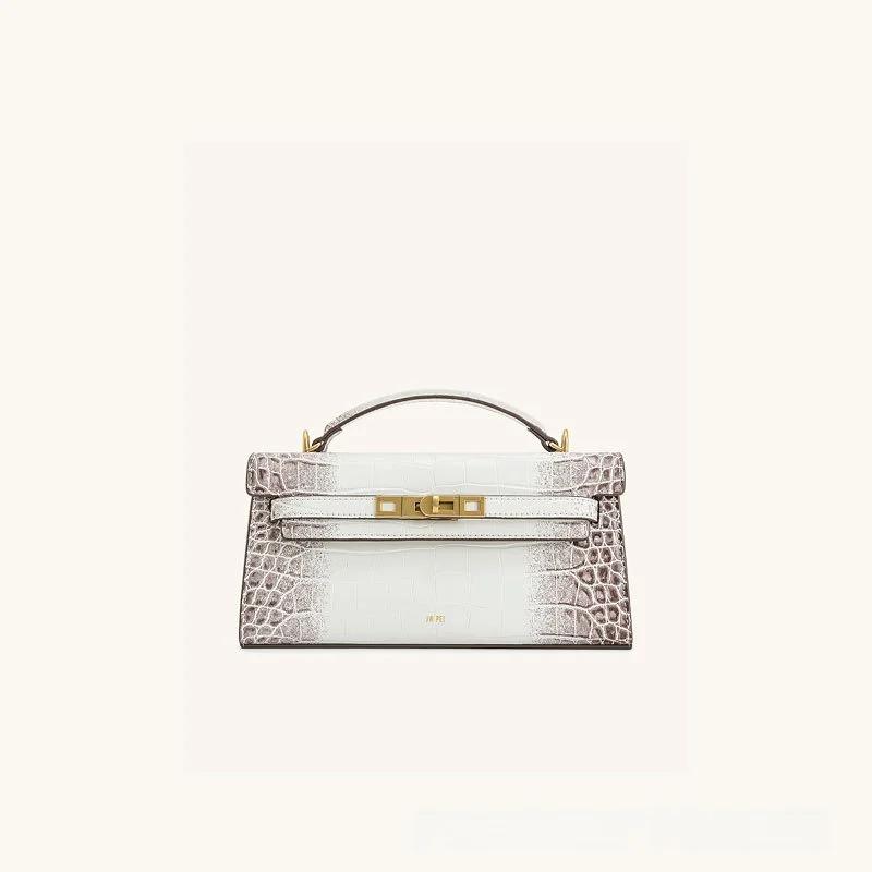 Sac à main carré petit format en cuir à motif crocodile avec boucle de fermeture, sac à bandoulière