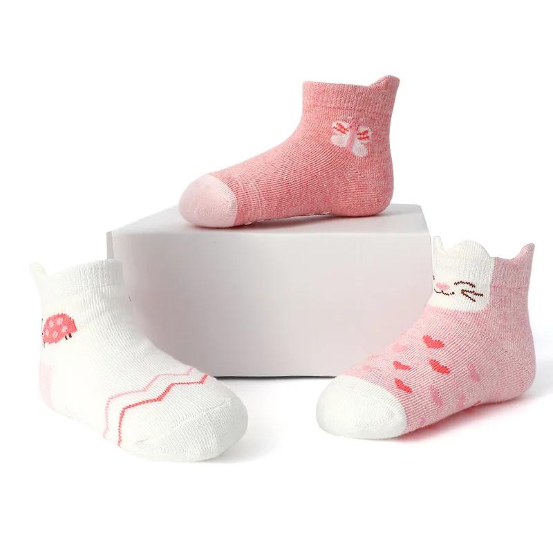6 paires de chaussettes antidérapantes pour filles, motif de fleurs et de cœurs, pour enfants, bébés