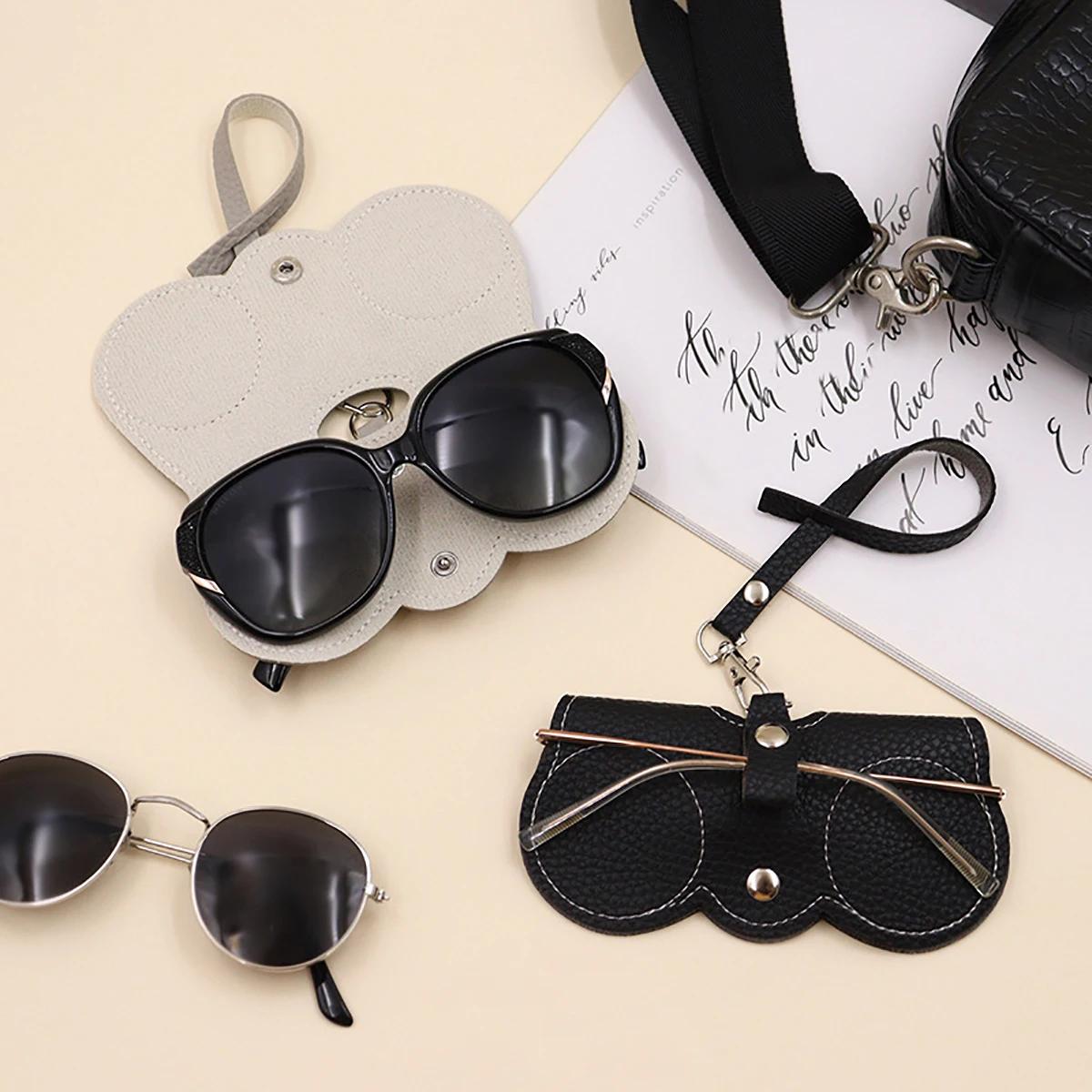 Housse de lunettes en relief Litchi, 1 pièce, jolie pochette suspendue en cuir PU pour lunettes de s