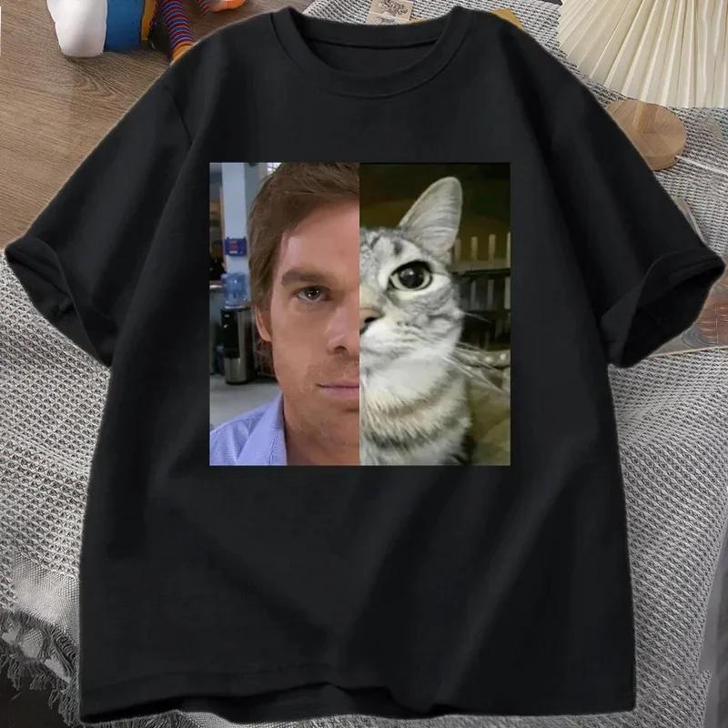 Dexter Morgan Cat T-shirts Funny Short Sleeve O Neck Tshirt Unisex Streetwear Women Clothes Harajuku