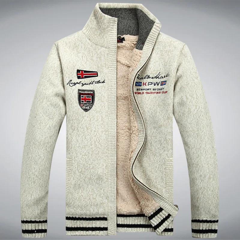 Polaire chaud homme pull doublure en laine hiver Cardigan épaissir pardessus décontracté coton noir