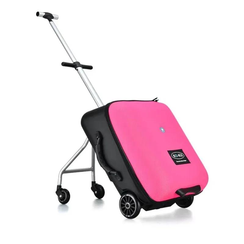 Formsio enfants Scooter valise paresseux continuer boîte à bagages roulante assis chariot sac pour b