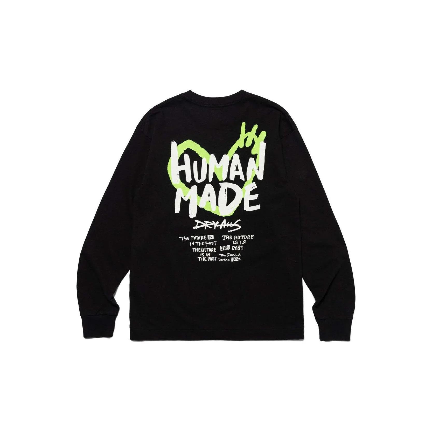T-shirt à manches longues à col rond avec impression au dos HUMAN MADE SS24, sweat-shirt unisexe en