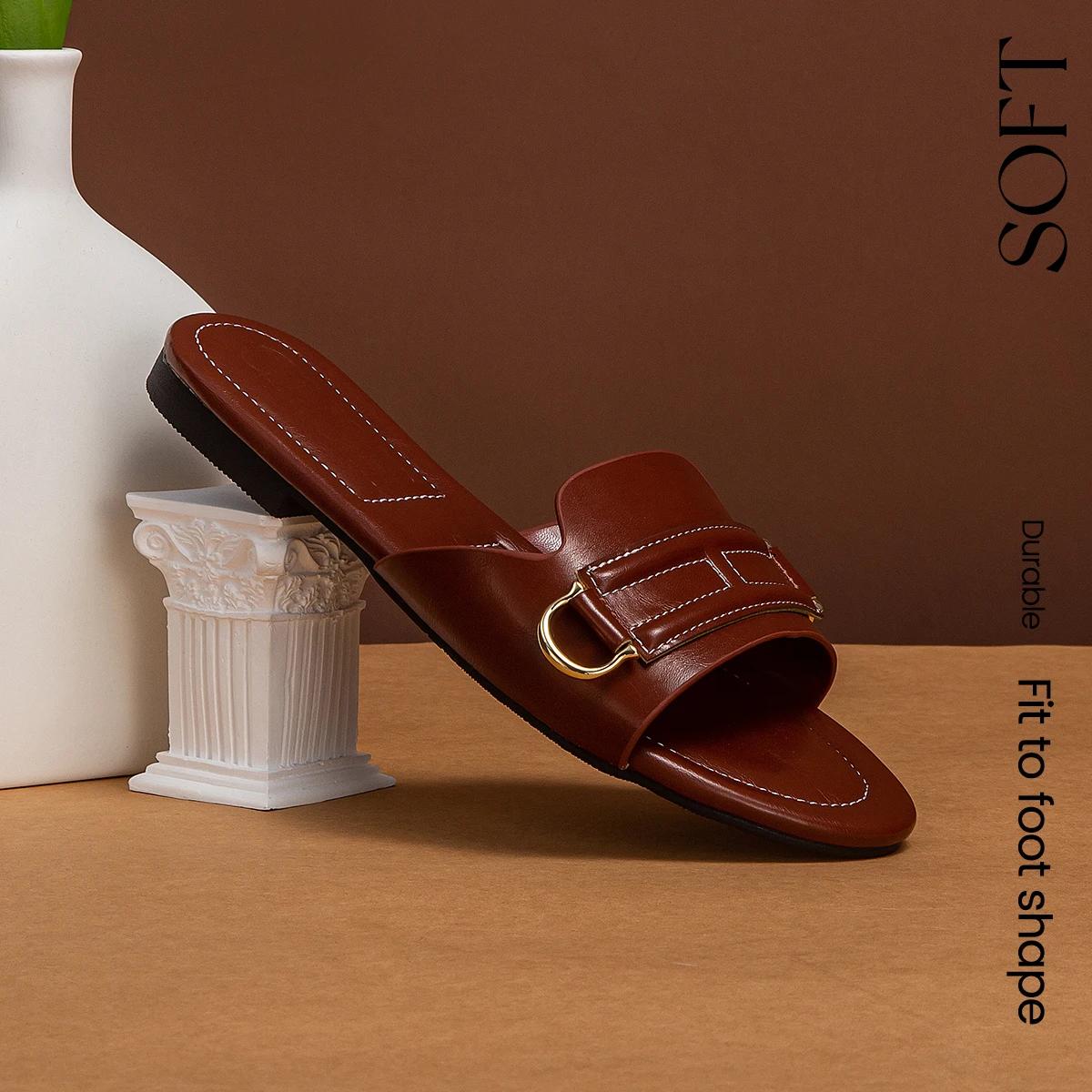 Pantoufles Astronomiques Plates en PU Solide pour Femme, Chaussures Classiques à la Mode pour les Va