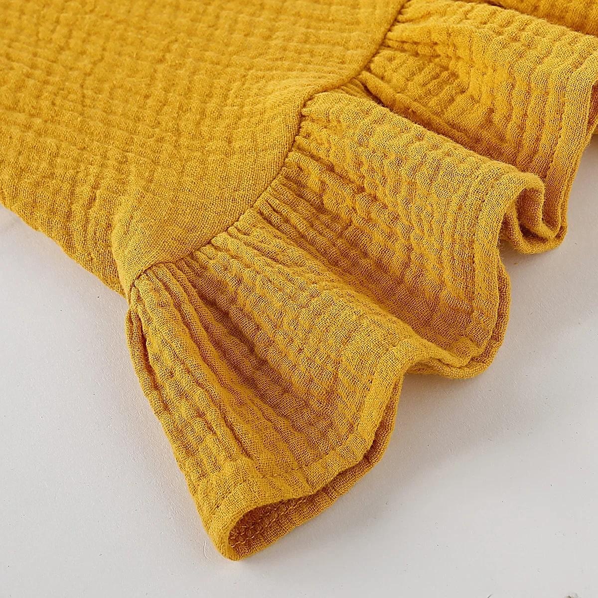 Robe d'été pour bébé fille, tenue en mousseline de coton, sans manches, à volants, à volants