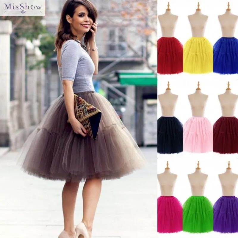 MisShow femmes Tutu jupe courte taille haute maille doux Tulle jupe bouffante Pettiskirt bal robe de