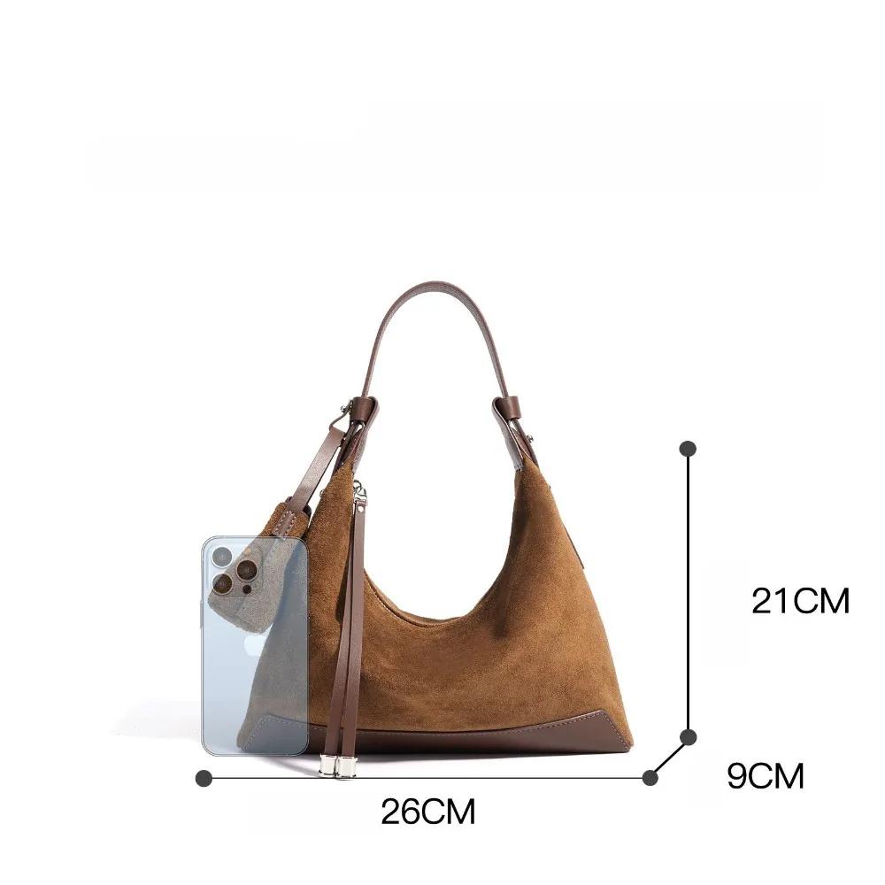 2025 nouveau daim véritable qualité femmes sac classique sac à main élégant sous les bras sac banlie