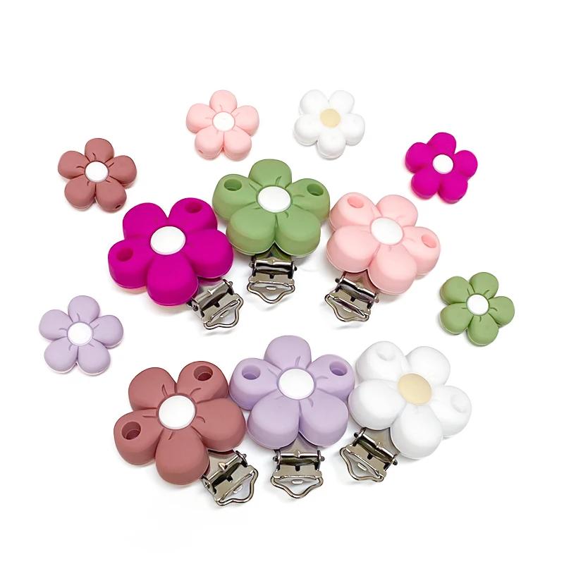 1/3/10 pièces Silicone fleur sucette Clips de qualité alimentaire anneaux de dentition pour bébé bri