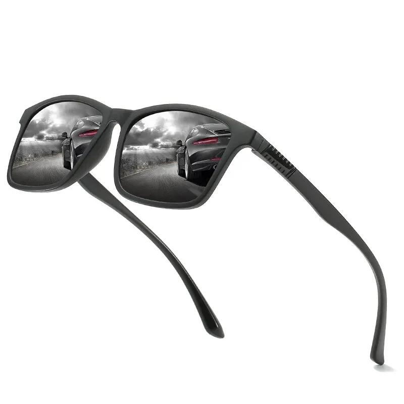 Hommes de luxe lunettes de soleil polarisées mode Vintage carré Ultra léger TR90 cadre conduite pêch