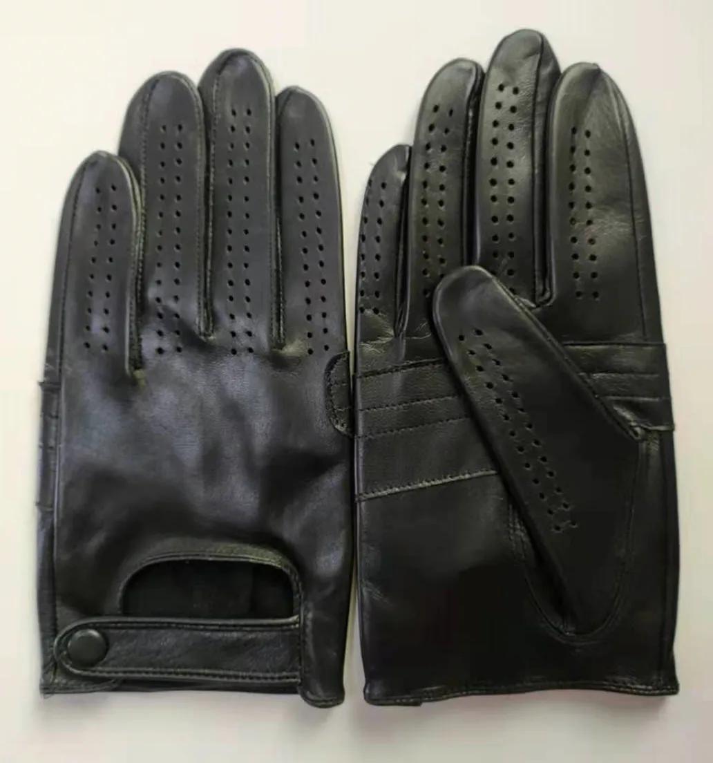 Gants antidérapants en cuir véritable pour hommes, à la mode, respirants, à trous, pour Sports d'été