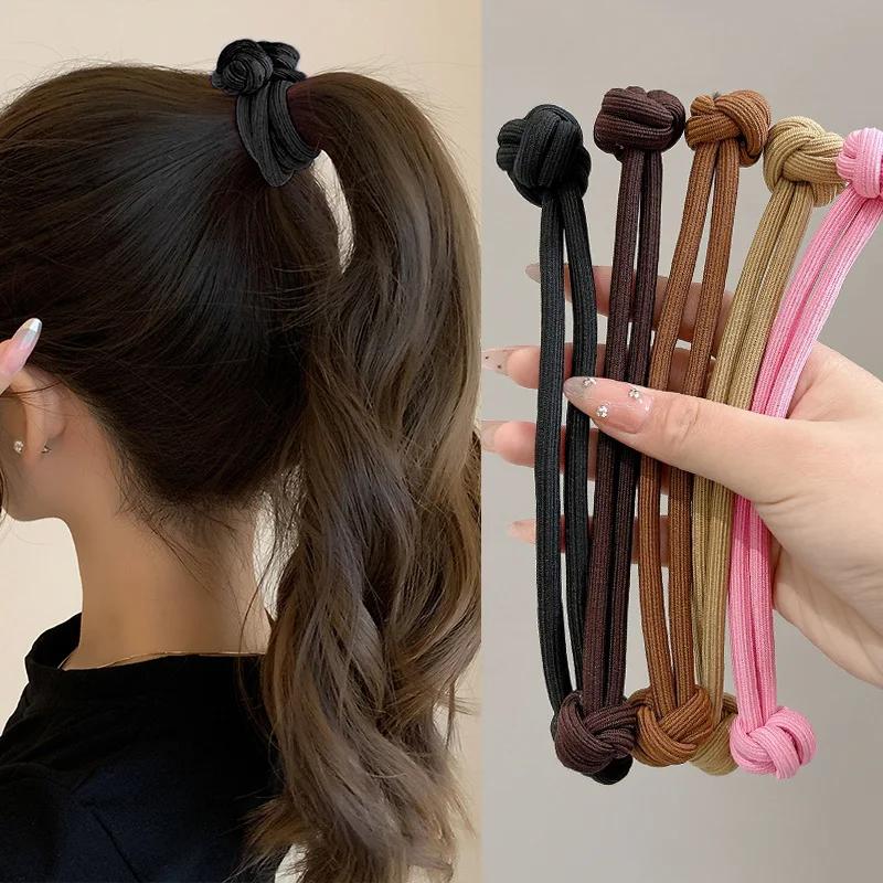 Attaches de cheveux en caoutchouc extensibles simples pour femmes, haute élasticité, mode fille, cor