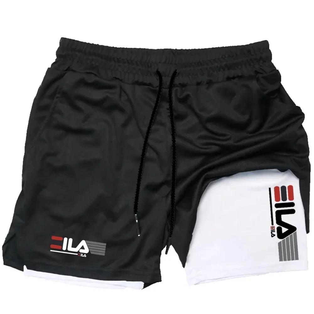 Short de sport deux en un pour homme, respirant, décontracté, séchage rapide, double couche, short d
