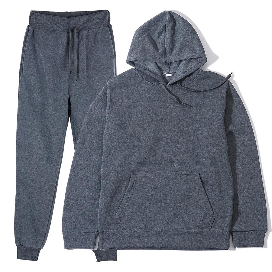 Combinaisons de sport pour hommes, survêtement à la mode, sweat à capuche + pantalon, ensemble deux