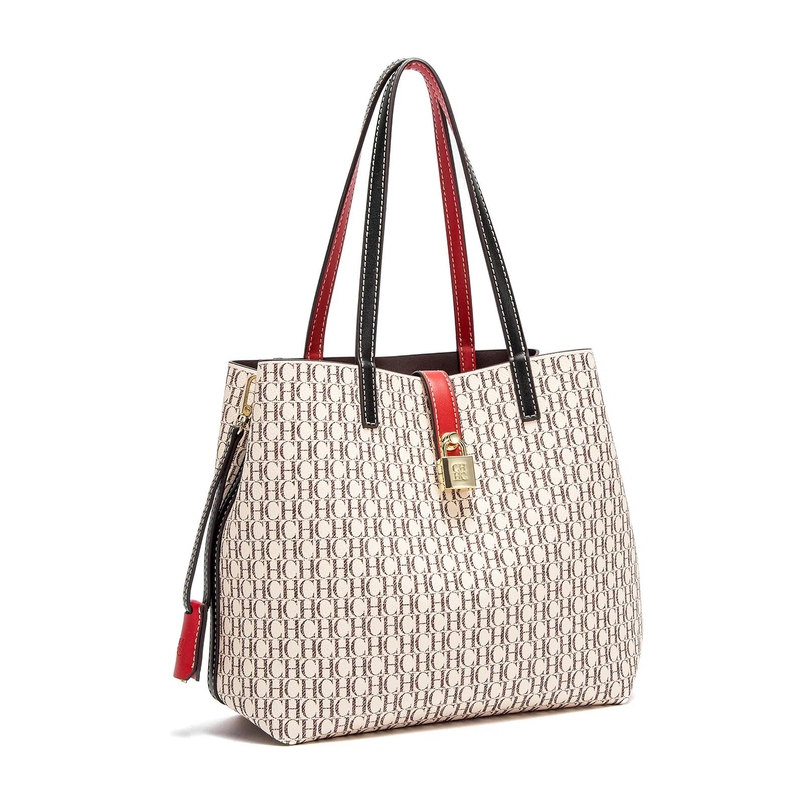 CHCH Sac fourre-tout Printemps Grande capacité Sac à main Simple Beige 27x12x22cm