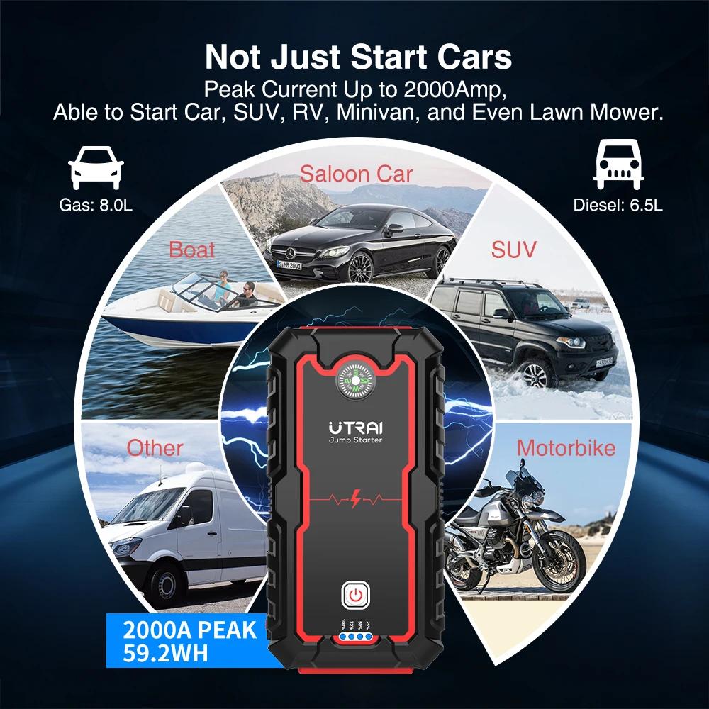 UTRAI – démarreur de saut de voiture, chargeur Portable, dispositif de démarrage automatique 12V, ba