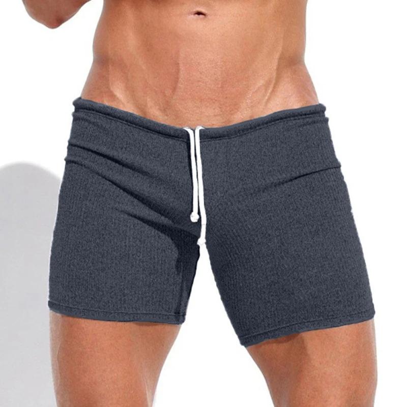 Short d'été pour hommes, décontracté, respirant, avec cordon de serrage, couleur unie, maillots de b