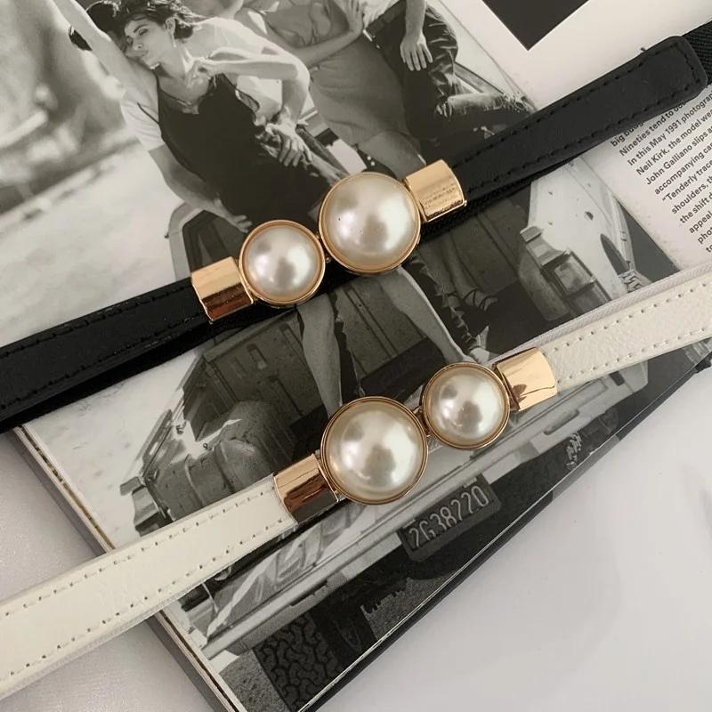 Ceintures élastiques élégantes à Double perles pour femmes, bretelles fines, décoration de jupe pour