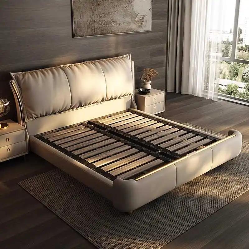 Cadre De lit moderne princesse Beige, imperméable, design, pour chambre à coucher, Double, pleine ta