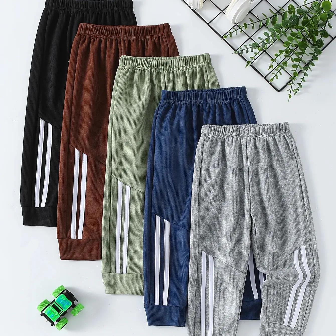 Pantalon gaufré uni pour enfants, pantalon de sport décontracté, pantalon Joker Harun, taille élasti