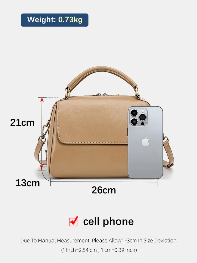 Zency sac à main en cuir véritable pour femme sac à bandoulière en peau de vache grande capacité Bos