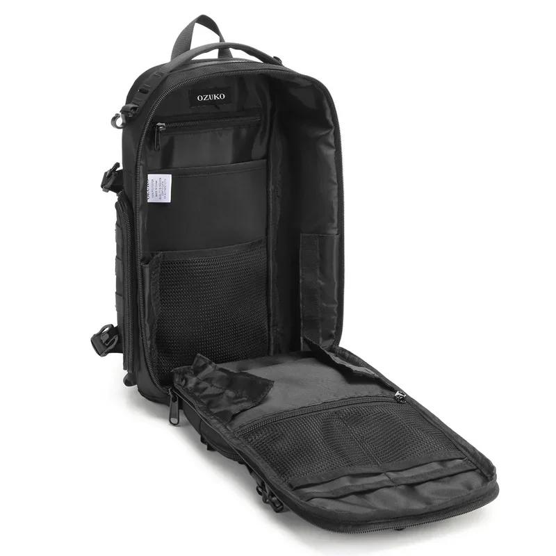 Ozuko sacs de ventre sac de poitrine pour hommes en plein air tactique une épaule sac à bandoulière