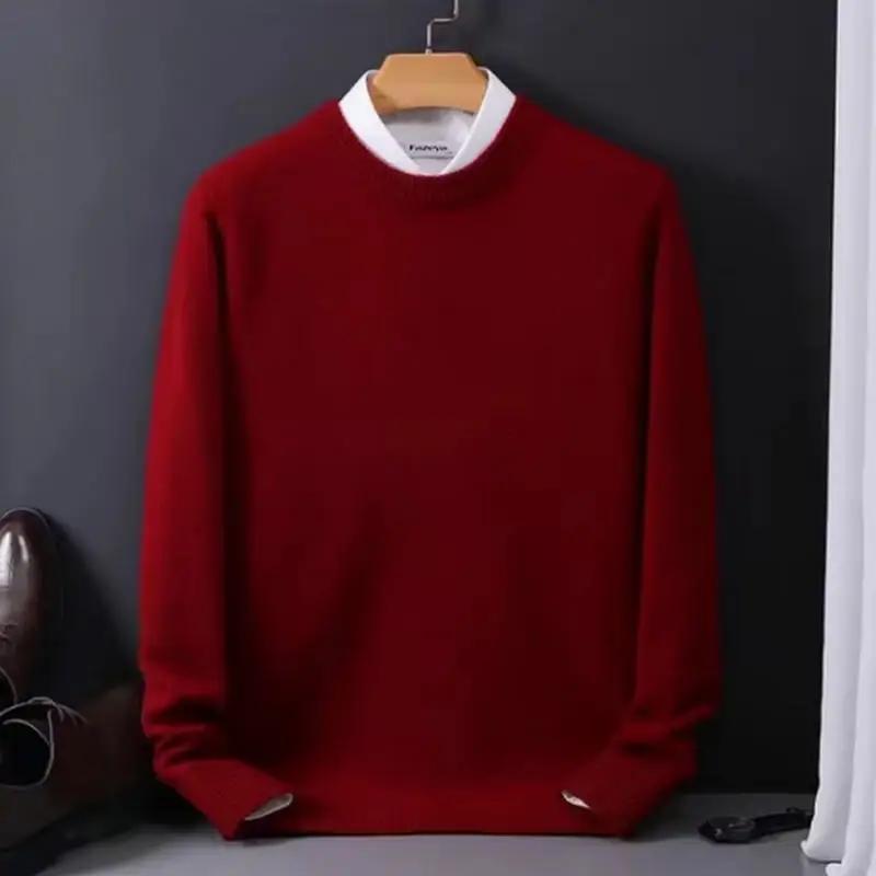 2025 pull en cachemire col rond pulls hommes ample surdimensionné M-3XL tricoté bas chemise automne