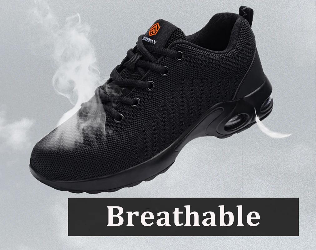 LARNMERM chaussures de sécurité pour femmes coussin d'air bottes de travail chaussure respirant lége