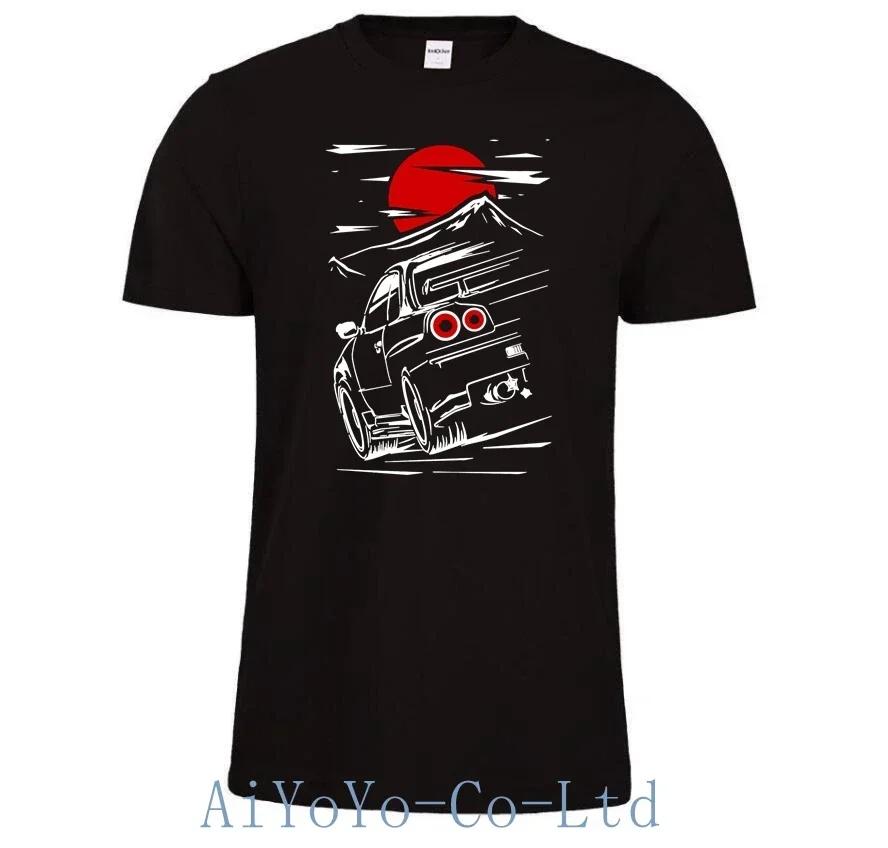 T-shirt japonais Skyline GTR 34 pour homme, 100% coton, Haruna Jdm, Sportcar, Nissan, Fast Car, FF11