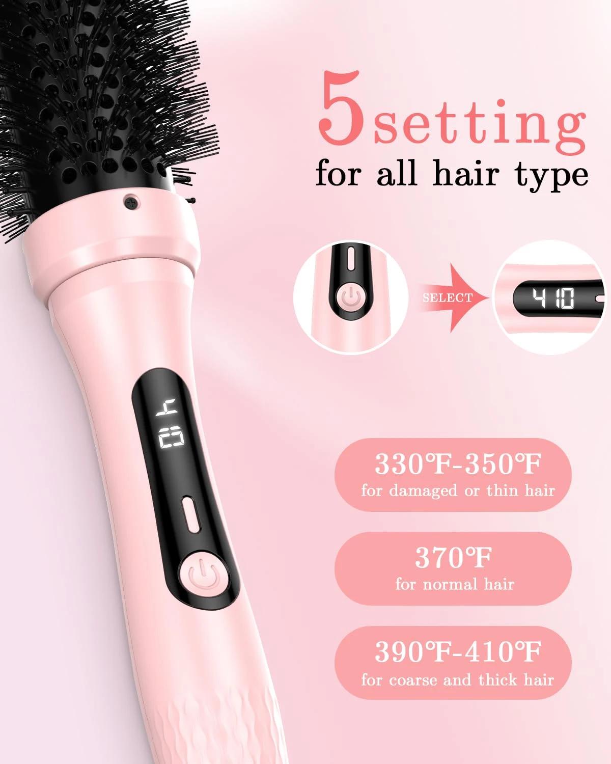 Fer à friser à infrarouge, brosse électrique, peigne Anti-brûlure, 1.5 pouces, volumateur rond chauf