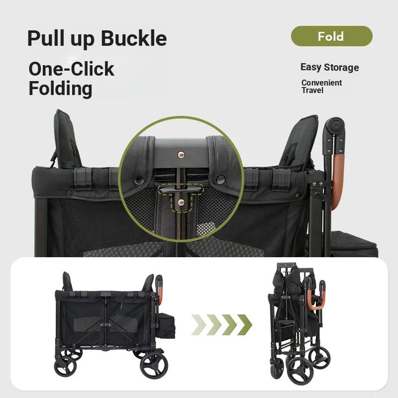 Poussette double pour bébés 2-en-1, position assise et inclinable, légère, pliable, chariot de campi