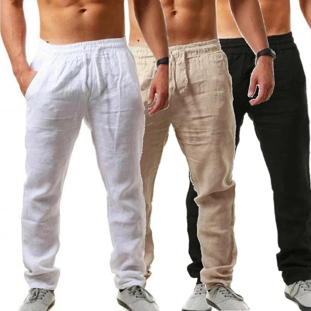 Pantalons décontractés pour hommes été mâle respirant haute qualité pantalon de survêtement couleur