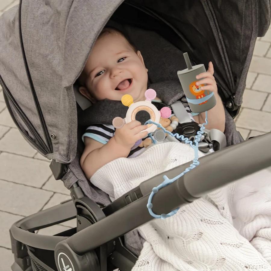 Chaîne de sucette pour bébé, 1 pièce, avec 2 Clips, chaîne de biberon réglable en Silicone, anneau d