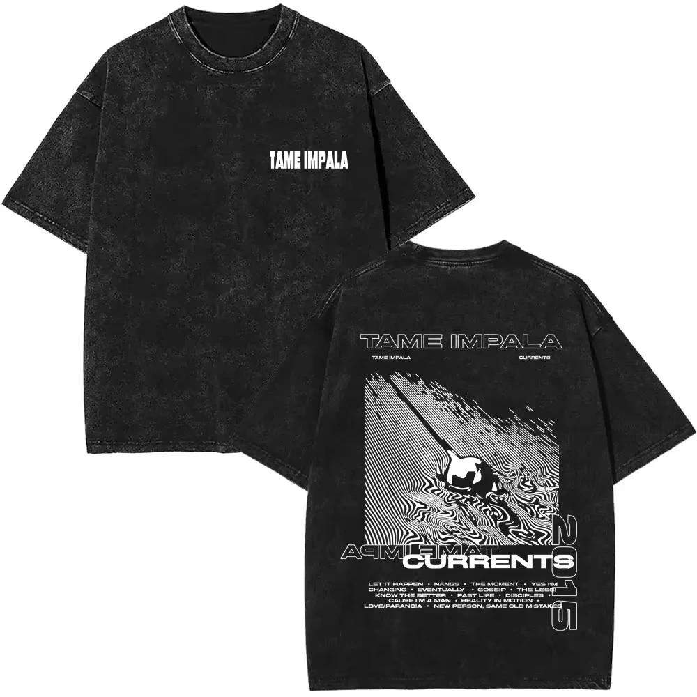 2025 lavé Vintage Tame Impala impression graphique T-shirts vêtements pour hommes Pop Rock groupe T-