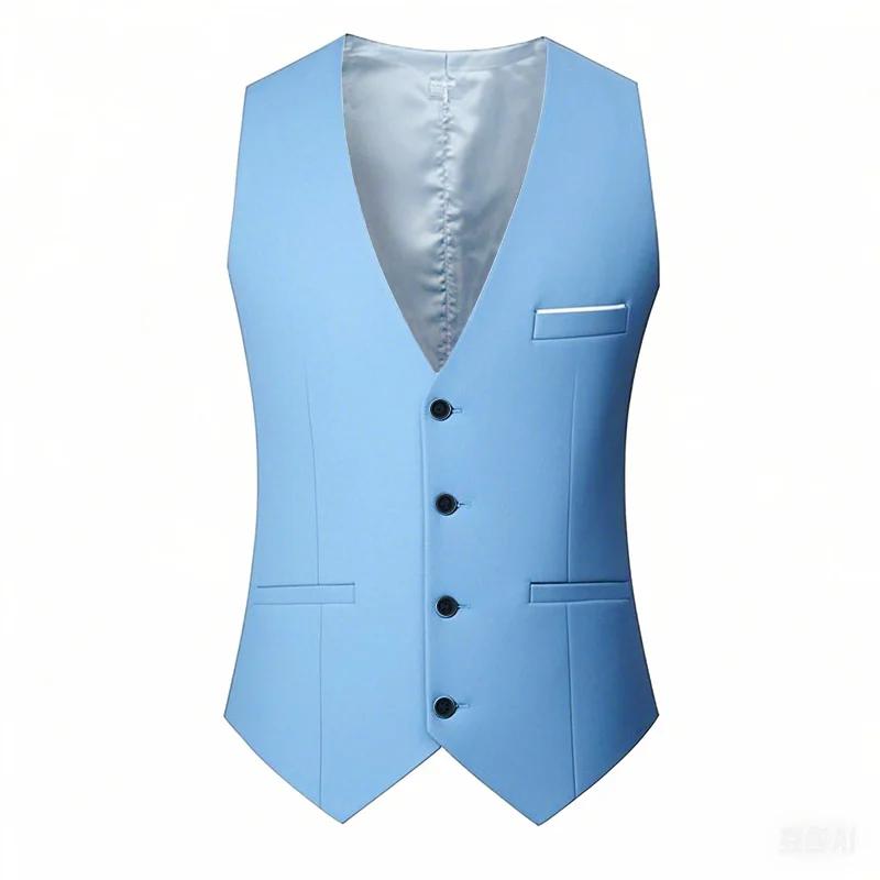M-7XL printemps/été homme costume gilet sans manches gilet avec taille réglable simple boutonnage co