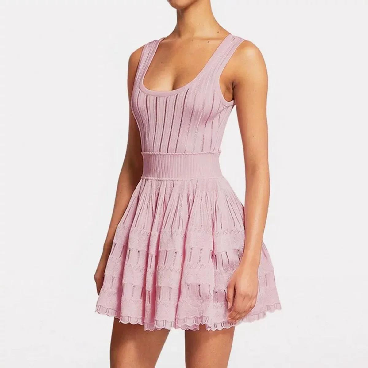 Robe élégante pour femme de marque de luxe parisienne, sexy, décontractée, pour soirée, sans manches