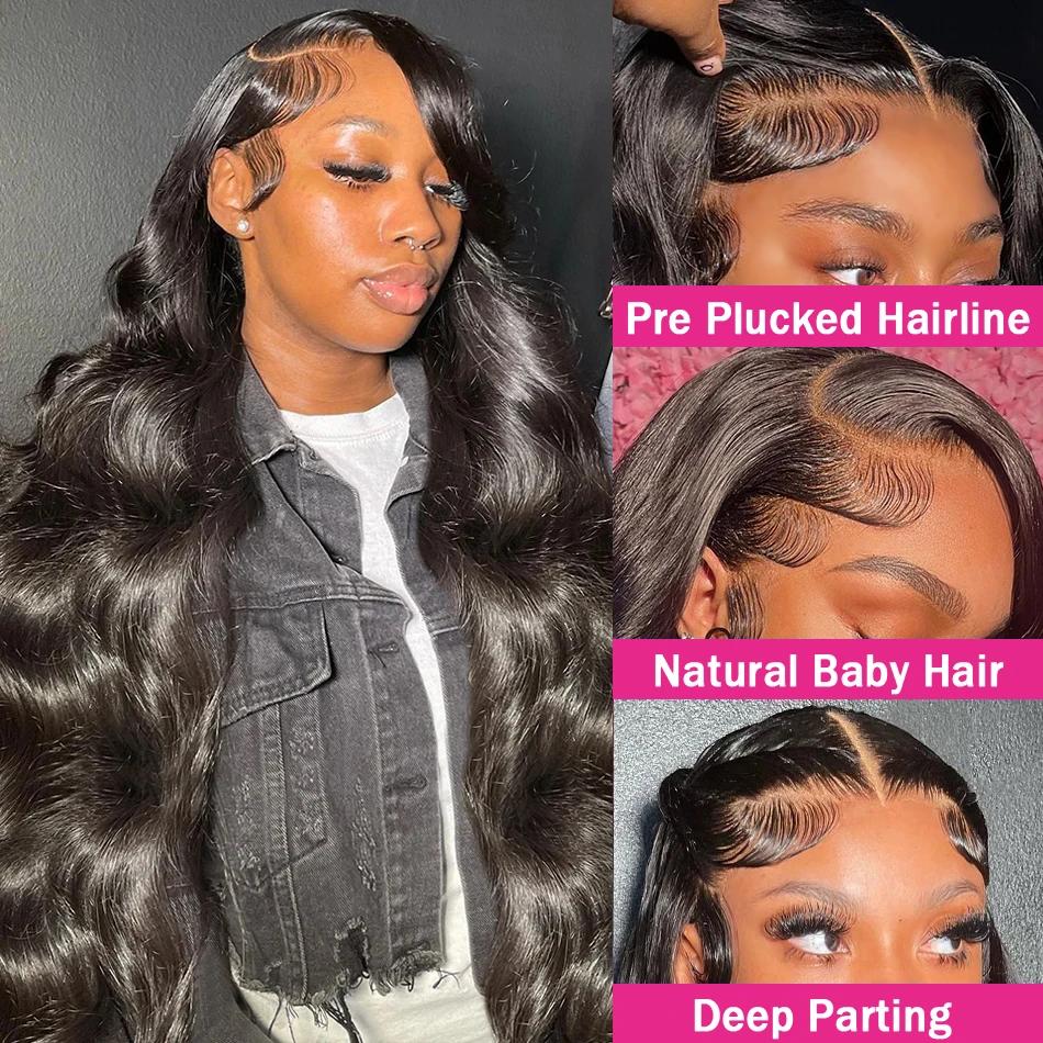 Perruque Lace Front Wig Body Wave Brésilienne Naturelle, Cheveux Bling, 13x4 13x6, Pre-Plucked, Tran