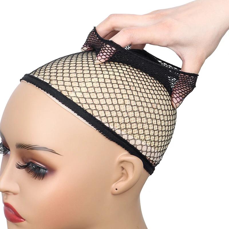 Filet à cheveux noir en maille extensible, dôme tissé, chapeau, filet de perruque, casquette en mail