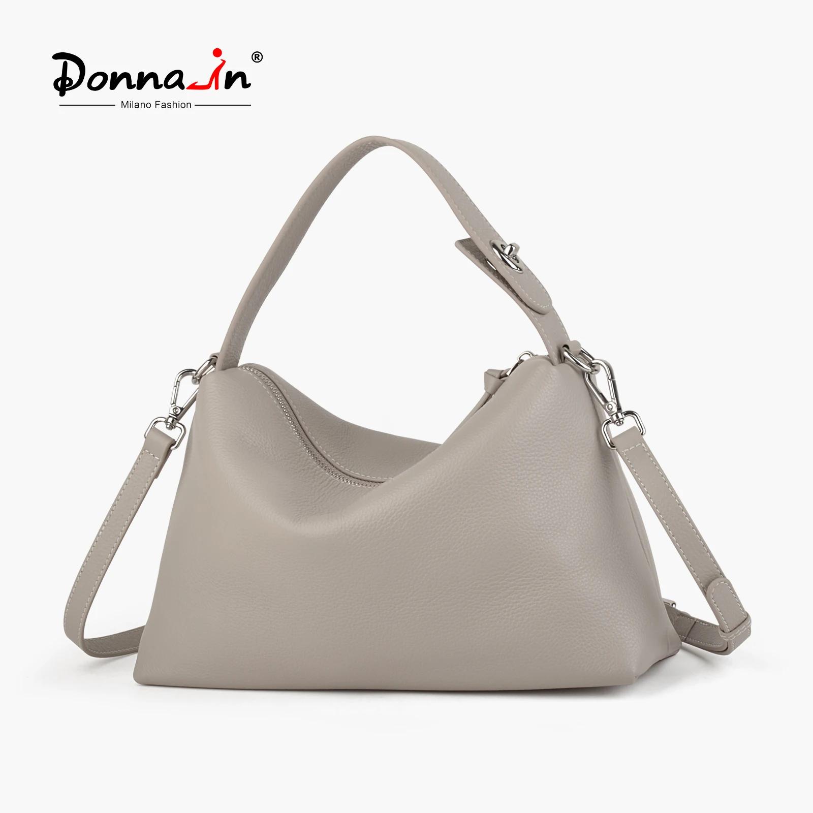 Donna-in – sac à main demi-lune en cuir de vache véritable pour femmes, sac à bandoulière Hobo en cu