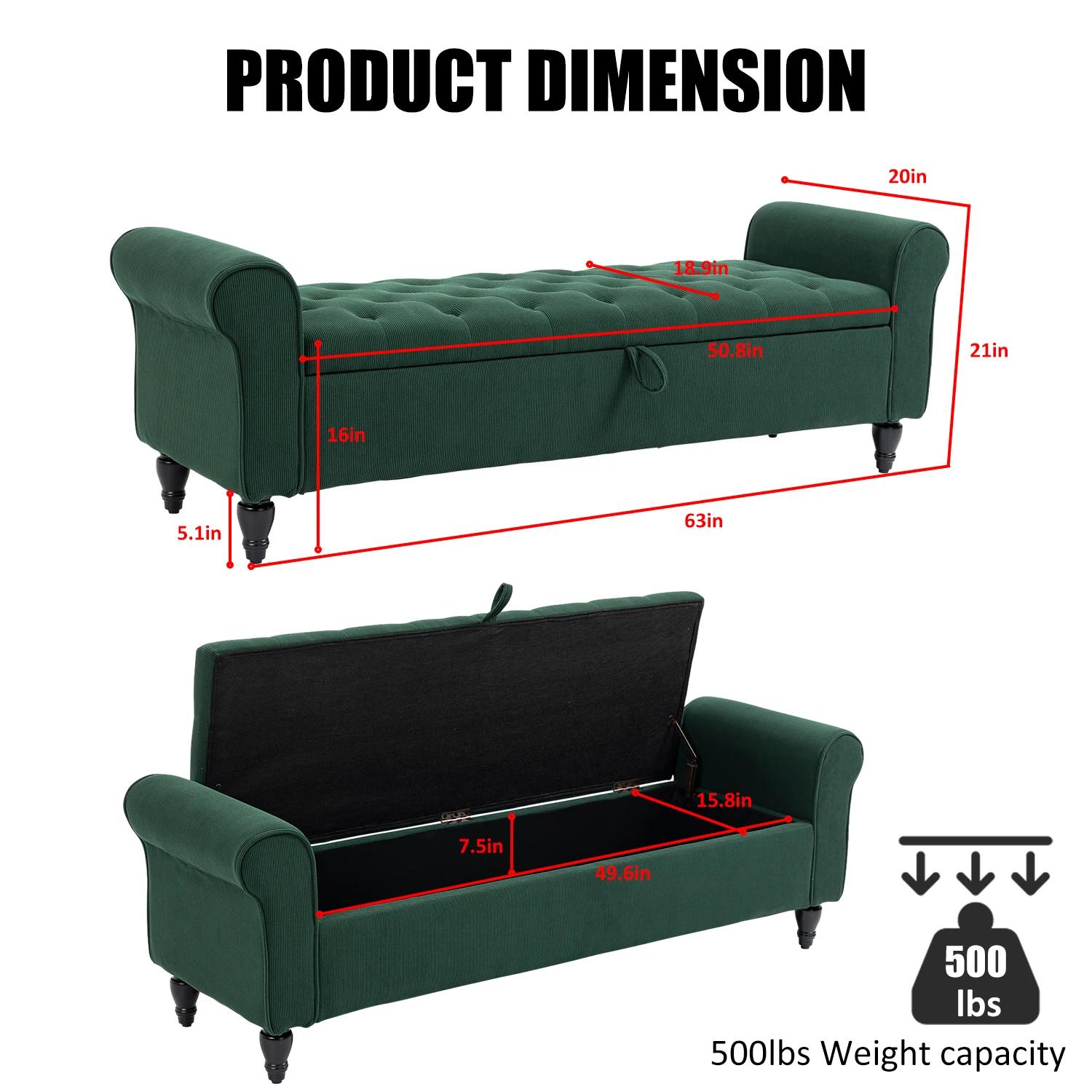 Banc de rangement touffeté avec rangement pour salon et chambre à coucher