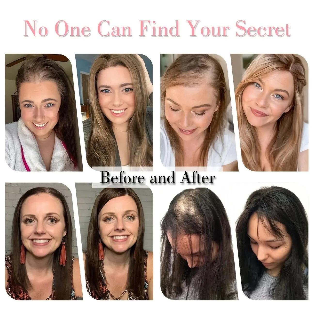 Extensions de cheveux synthétiques à clips avec frange : postiche longue et droite haute température