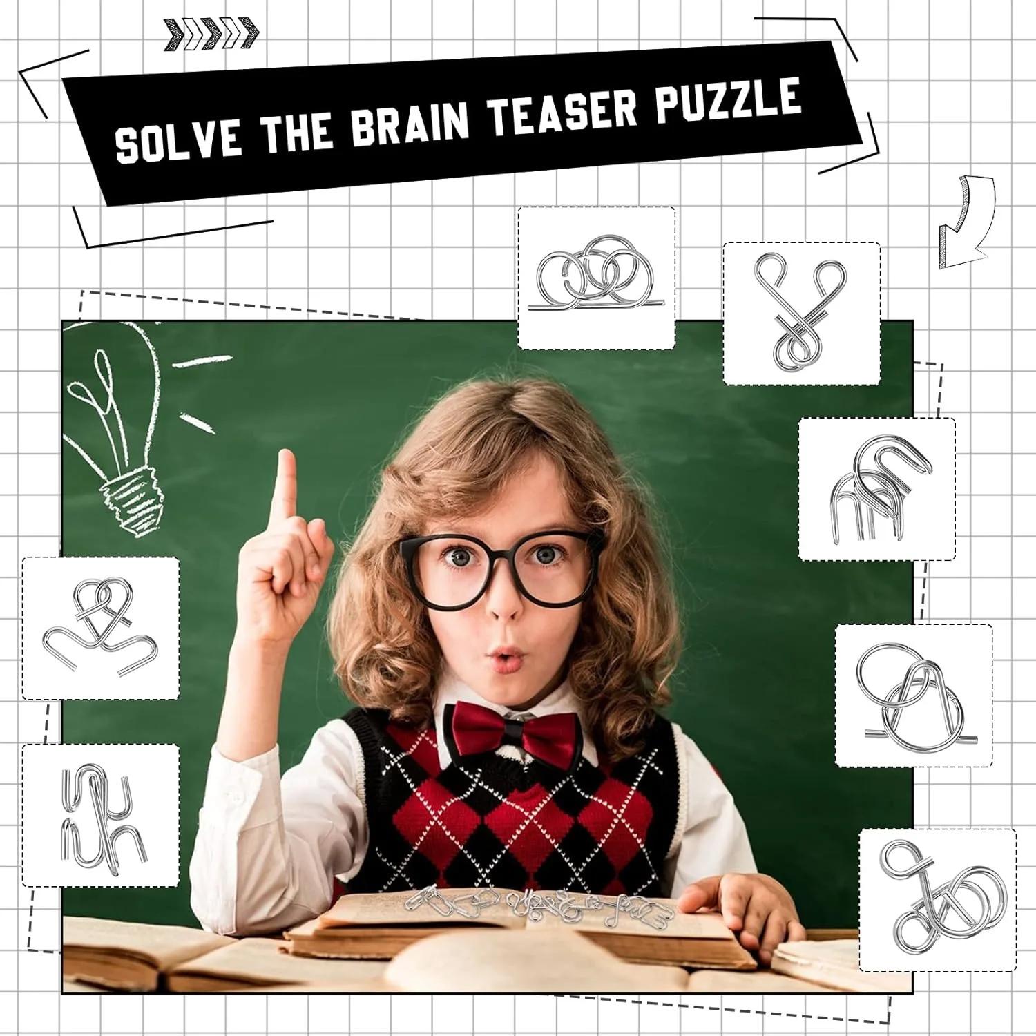 Ensemble de Puzzle en fil métallique, casse-tête, Test de qi, démêlant, lien en fer, déverrouillage,