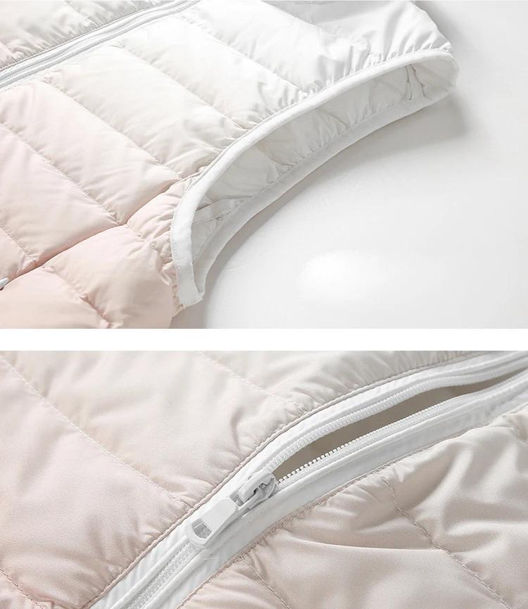 Gilet d'extérieur dégradé pour femmes, 90% duvet de canard blanc, Ultra léger, sans manches, chaud