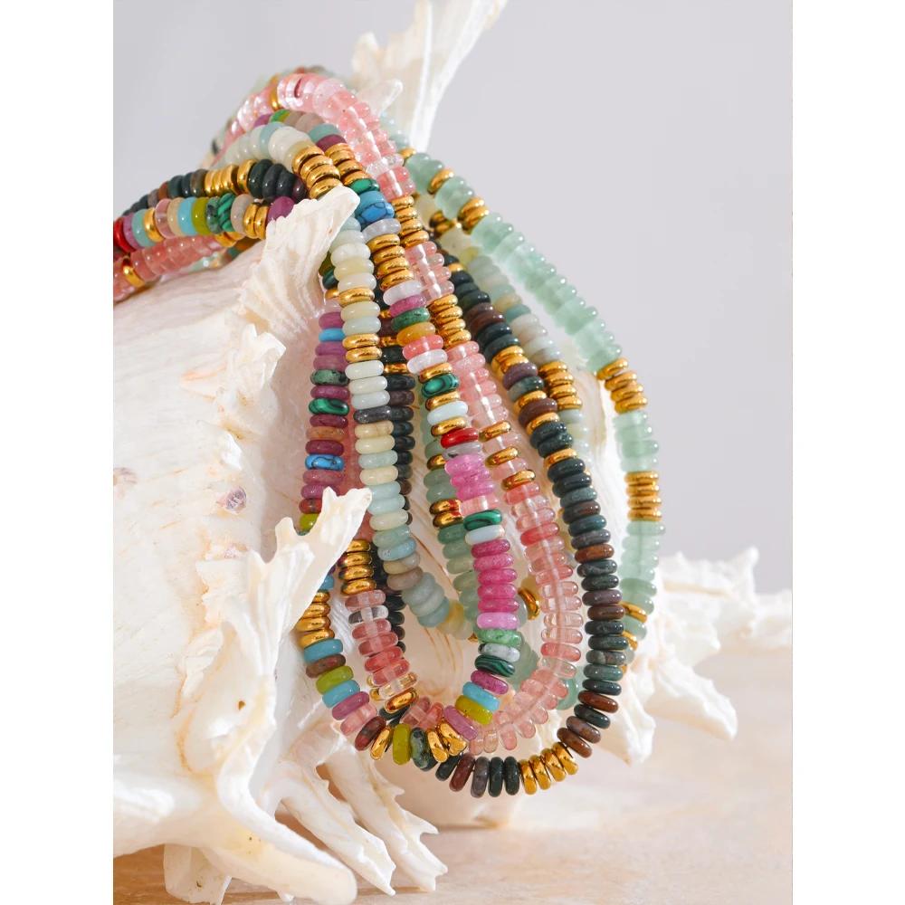 Yhpup – collier de perles en pierre naturelle colorée, fait à la main, chaîne Y2K, à la mode, en aci