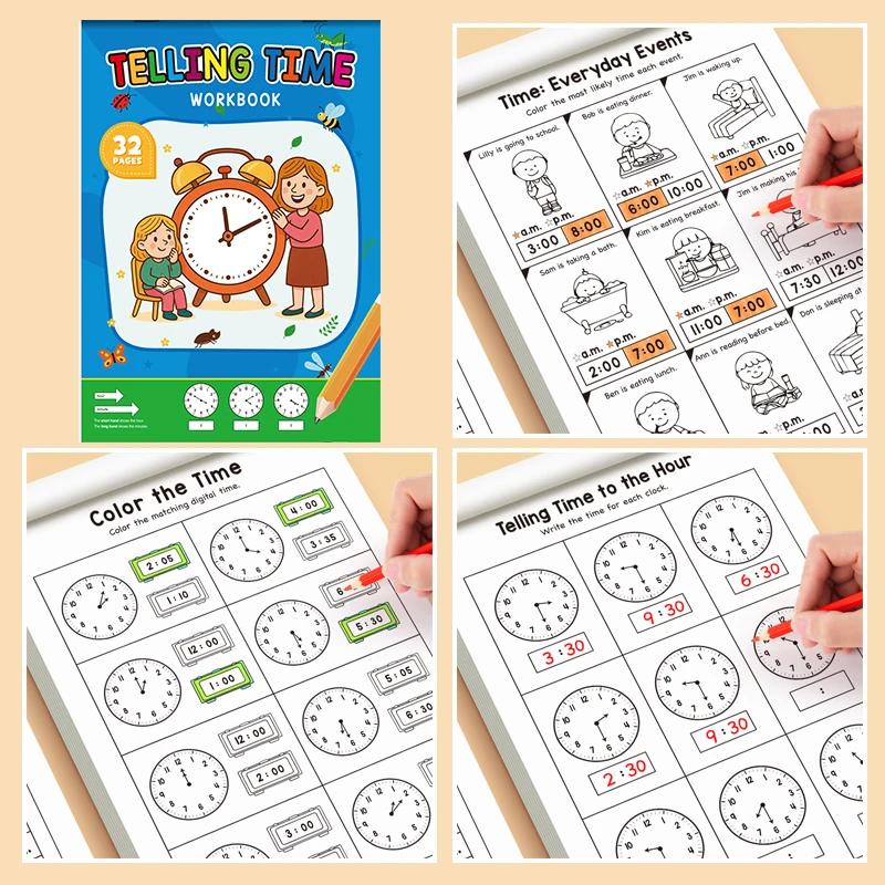 Cahier d'exercices pour enfants sur les concepts de temps d'apprentissage, adapté aux activités de l