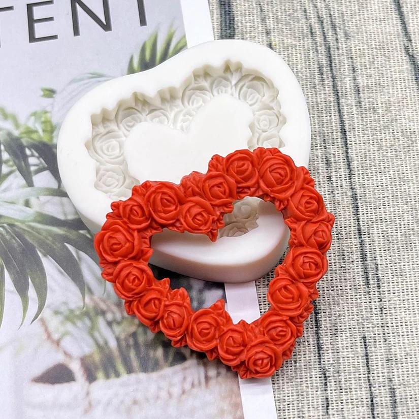 Moule en silicone en forme de cœur de rose pour la pâtisserie, outils pour la résine, moule à cupcak