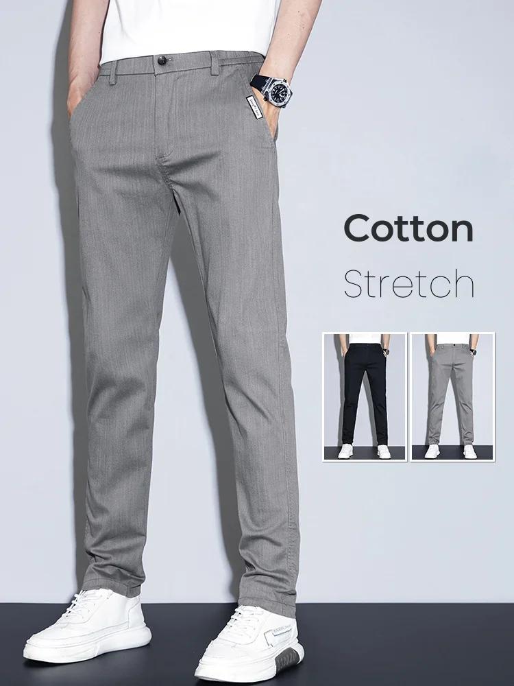 2025 nouveaux pantalons décontractés pour hommes printemps été mince affaires droites coton Stretch