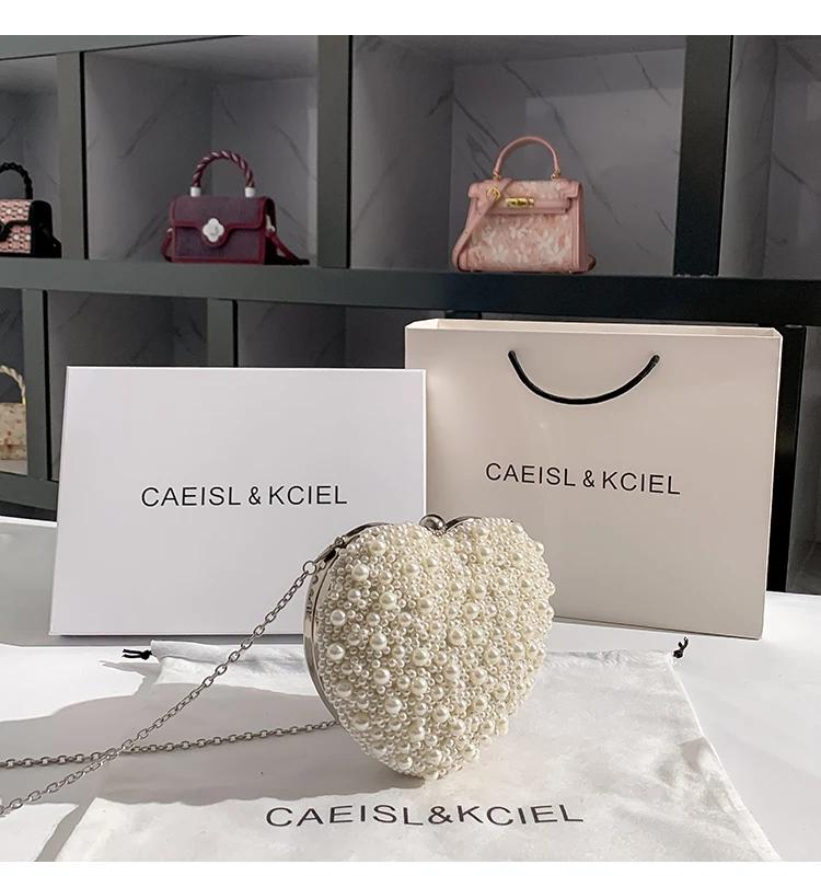 Sac à main en forme de cœur perlé pour femme, sac de soirée, pochette de fête de mariage, sac messag