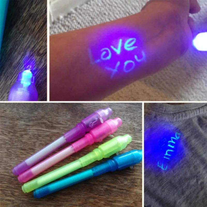 Stylo à encre Invisible avec lumière UV, marqueur magique pour Message Secret, prix de boîte de trés